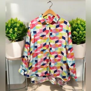 vilagallo Silk Geometric blouse size 46 US large